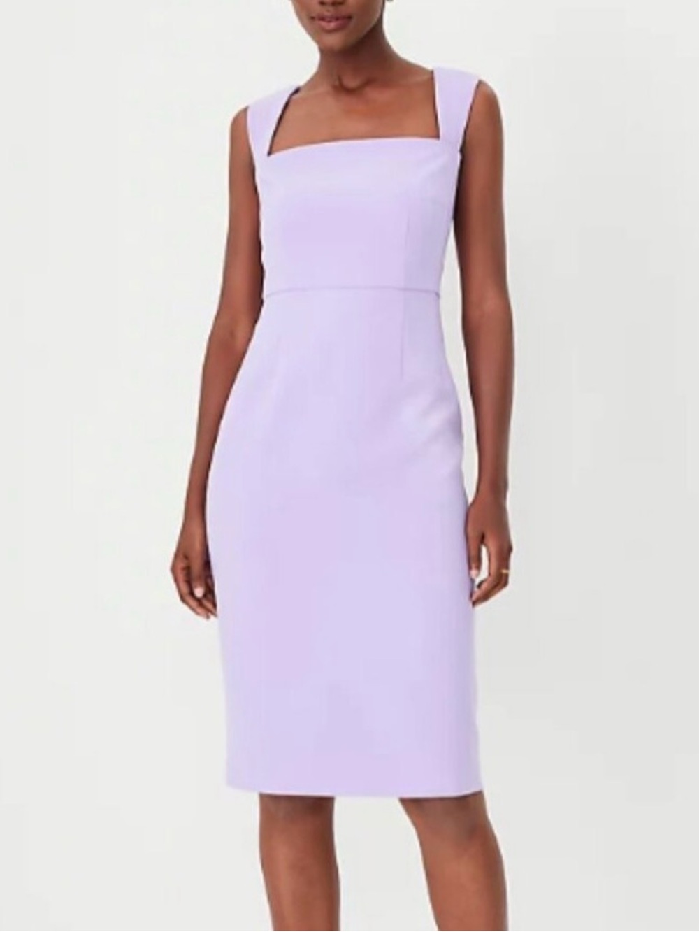 NWT Ann Taylor Cap Sleeve Square Neck Lilac Sheath Midi Dress Size 8 Petite
